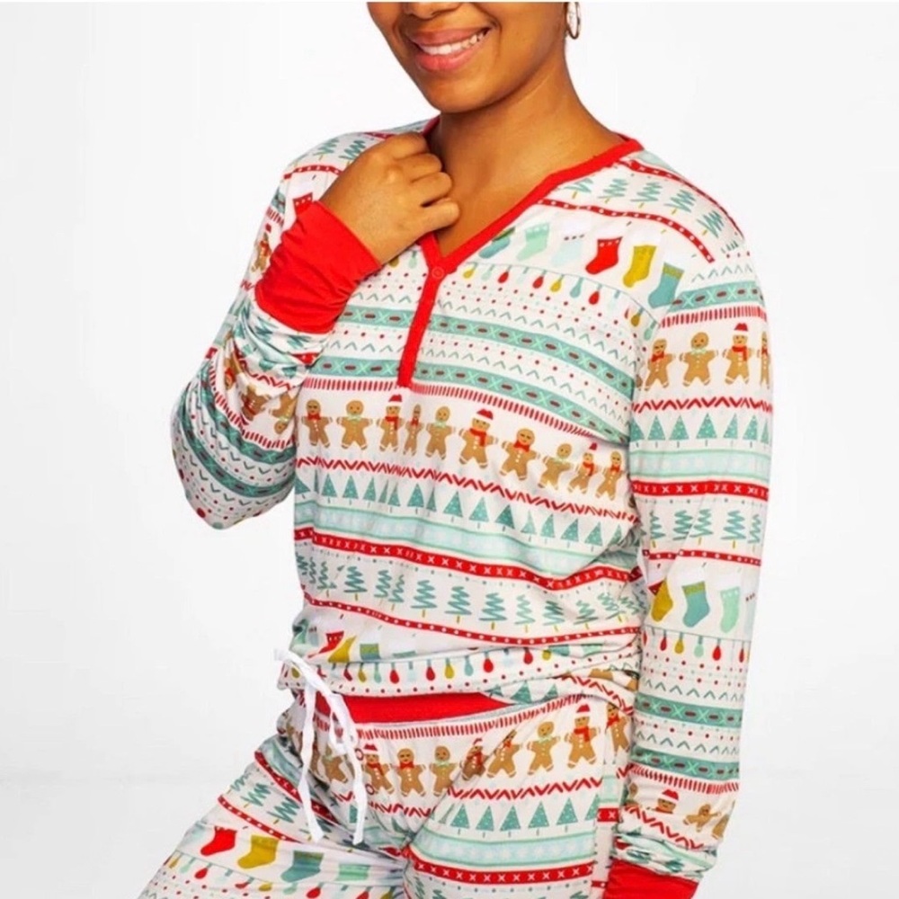 Little Sleepies Small Gingerbread and Stockings Pajama top fair isle